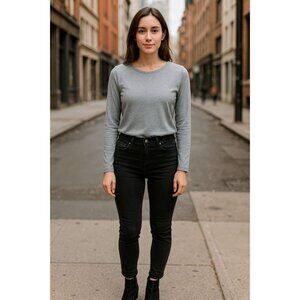 Shein Long Sleeve Tee Grey M Soft Casual Everyday Staple Grunge Normcore